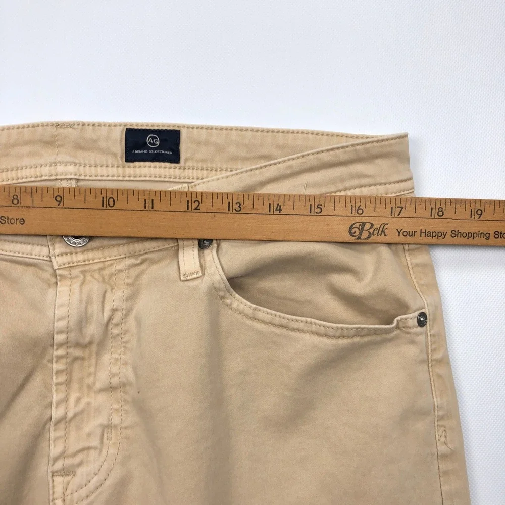 AG Adriano Goldschmied The Graduate Tailored Leg Tan Khaki Pants 34x32 Mens